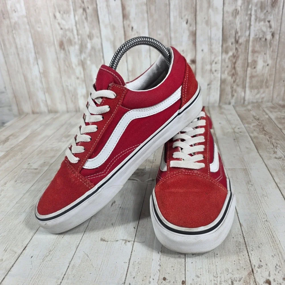 Vans Old Skool Red Suede Canvas Skate‎ Shoes Women's 7.5 Men's 6